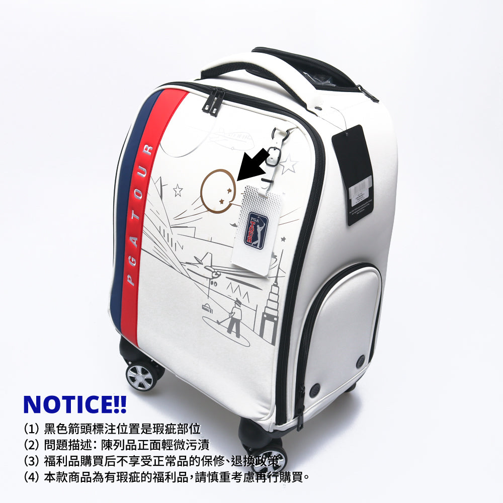 【福利品】PGA TOUR拉桿四向輪衣物袋(白)