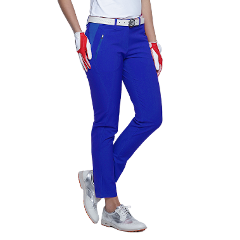 GoPlayer レディース ウエストゴム 速乾性 ゴルフ パンツ (カラフル ブルー)
