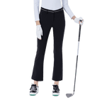 GoPlayer レディース ハイウエスト エラスティック ゴルフ パンツ (ブラック)