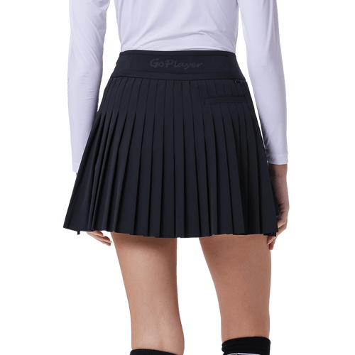 GoPlayer女彈性高腰百褶裙(黑)