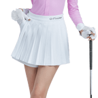 GoPlayer女高爾夫假兩件式百褶褲裙(白)