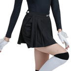 GoPlayer Women's Golf Fake Two-Piece Pleated Pants Skirt (Black)