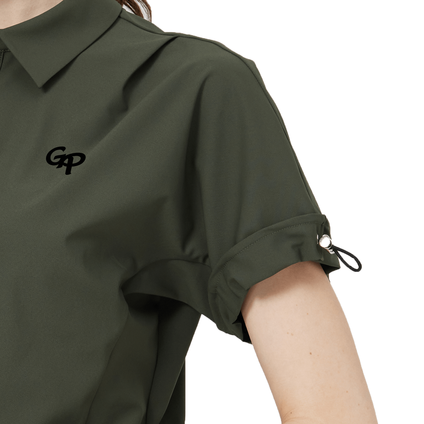GoPlayer レディース ルーズフィット 半袖トップス (ミリタリーグリーン)