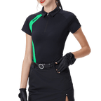 GoPlayer女高爾夫撞色短袖(黑)