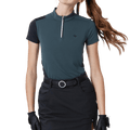 GoPlayer女立領高爾夫短袖(墨綠)