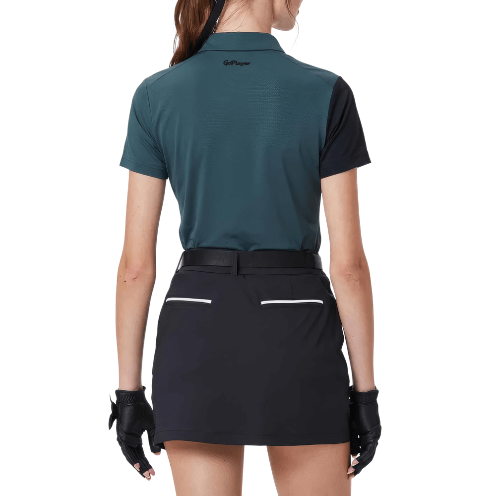 GoPlayer女立領高爾夫短袖(墨綠)
