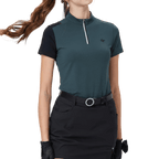 GoPlayer女立領高爾夫短袖(墨綠)