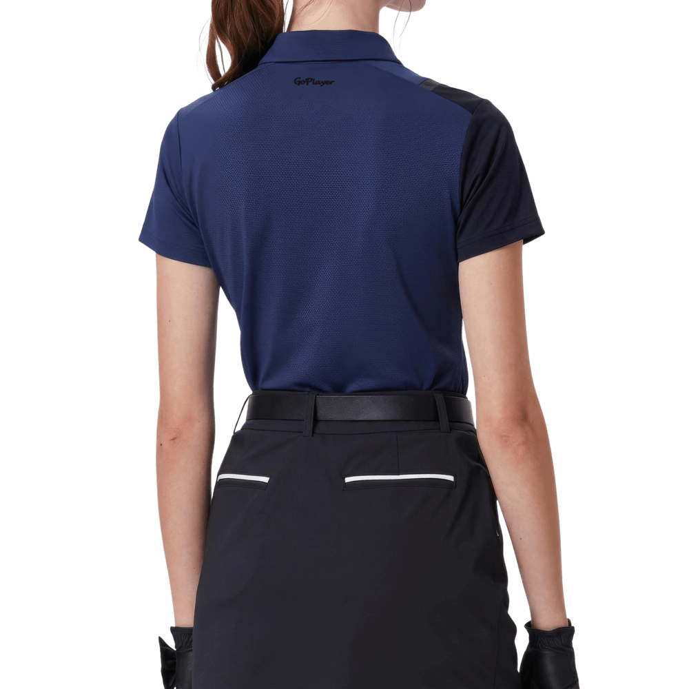 GoPlayer女立領高爾夫短袖(藏青)