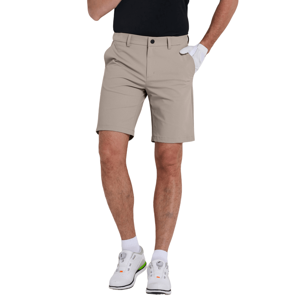 GoPlayer男彈性腰高爾夫短褲(卡其)