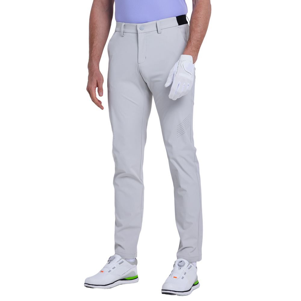 GoPlayer男彈性腰冲孔高爾夫長褲(冷灰)