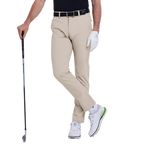 GoPlayer男彈性腰冲孔高爾夫長褲(淺卡其)
