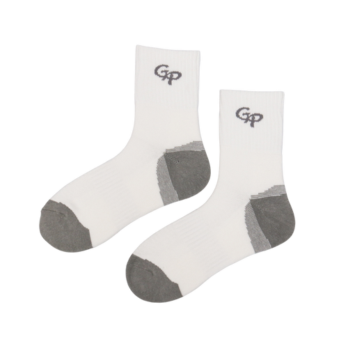 GoPlayer男竹炭氣墊中筒運動襪白