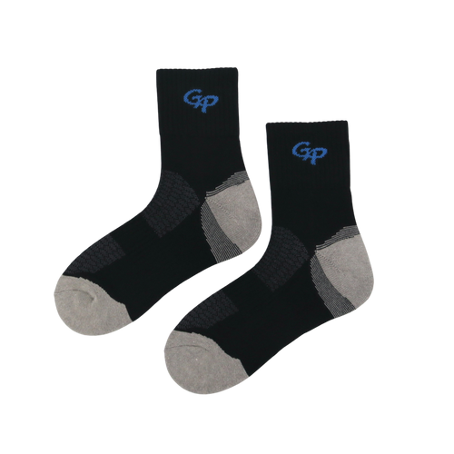 GoPlayer男竹炭氣墊中筒運動襪黑