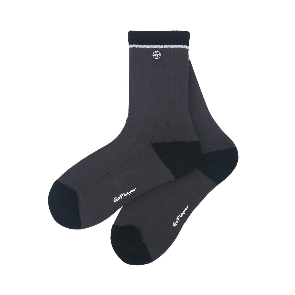 GoPlayer女高爾夫氣墊抗菌中筒襪(黑)