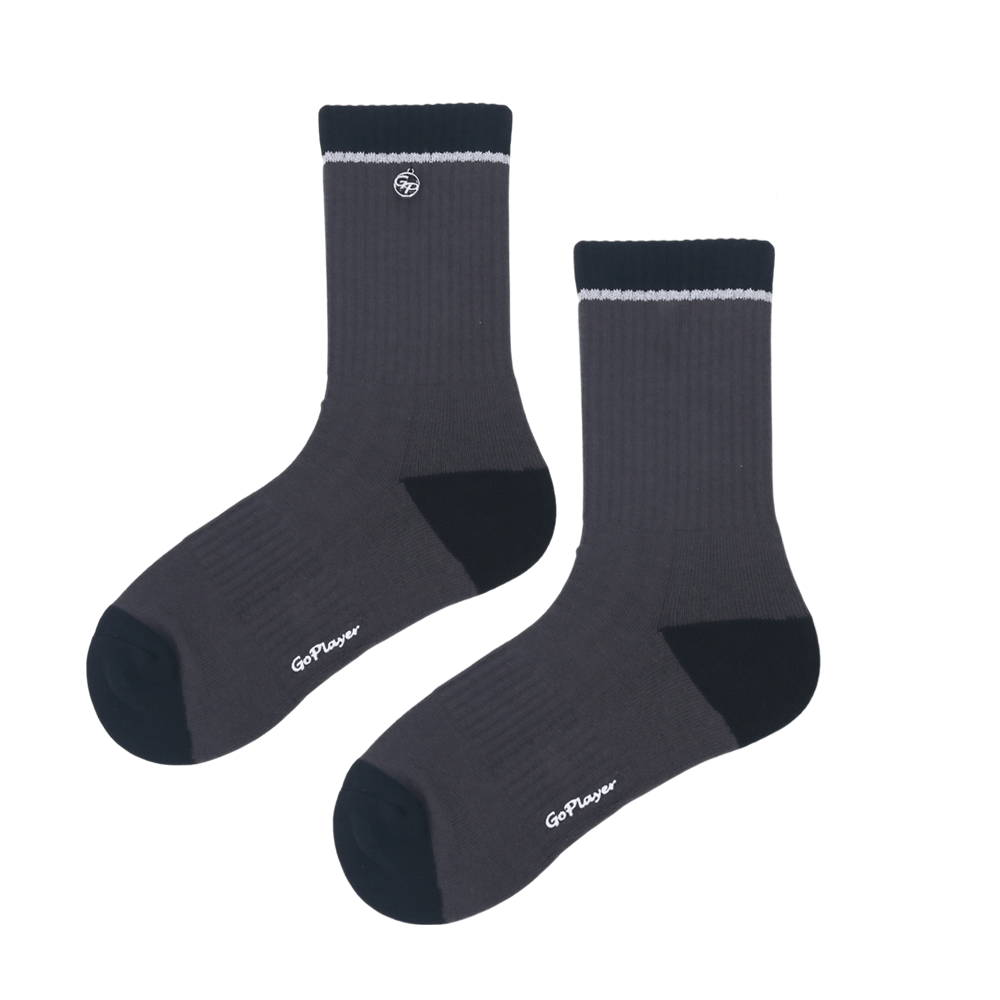 GoPlayer女高爾夫氣墊抗菌中筒襪(黑)