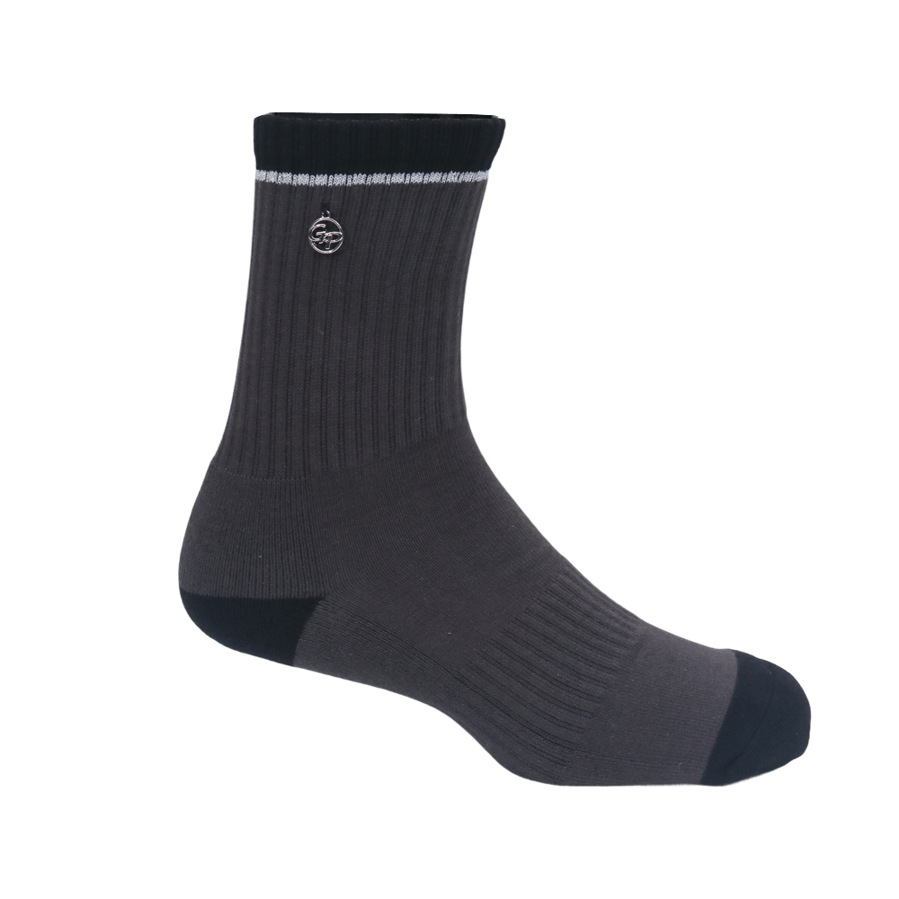 GoPlayer女高爾夫氣墊抗菌中筒襪(黑)