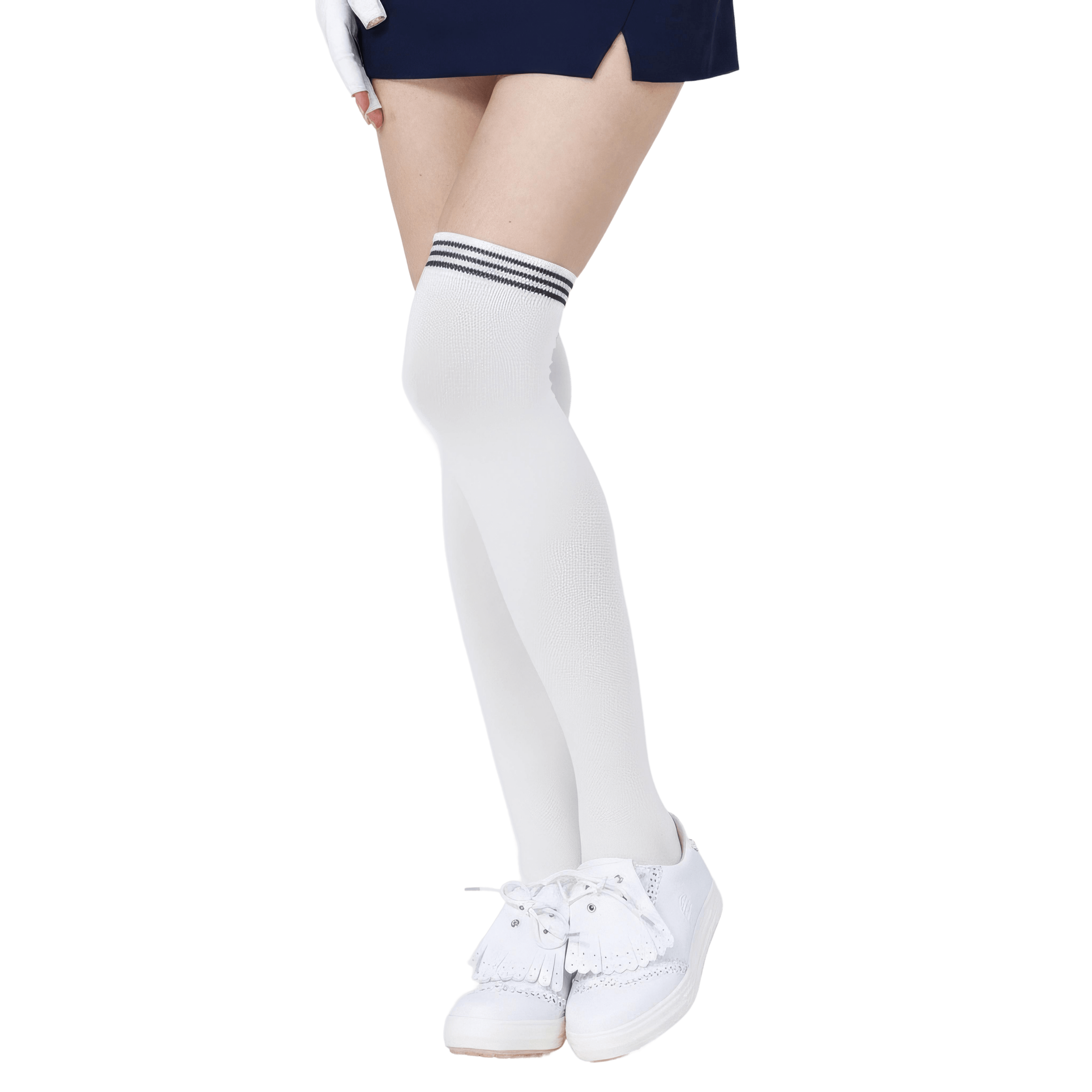 GoPlayer女膝上長筒襪(竹炭白黑)