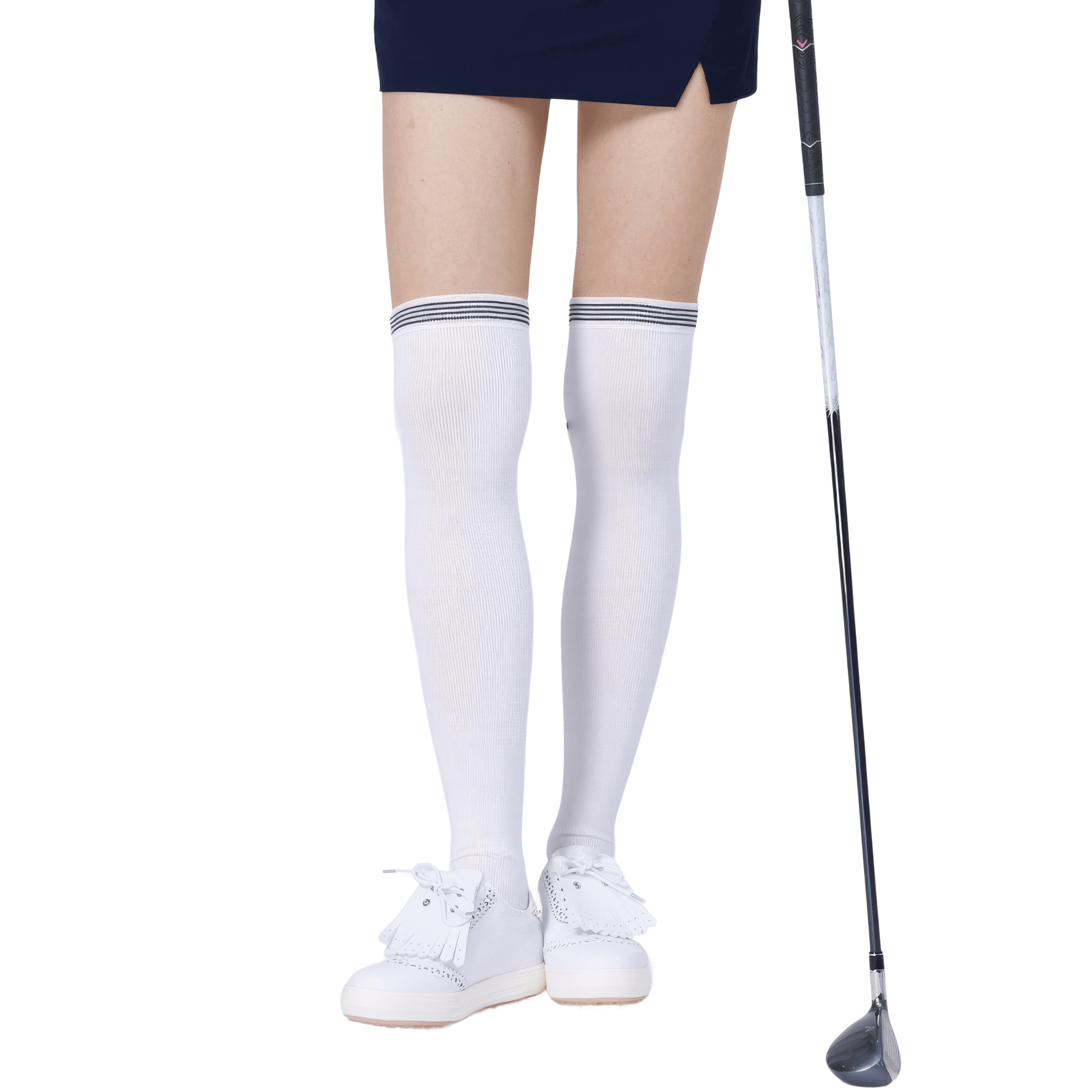 GoPlayer女膝上長筒襪(竹炭白黑)