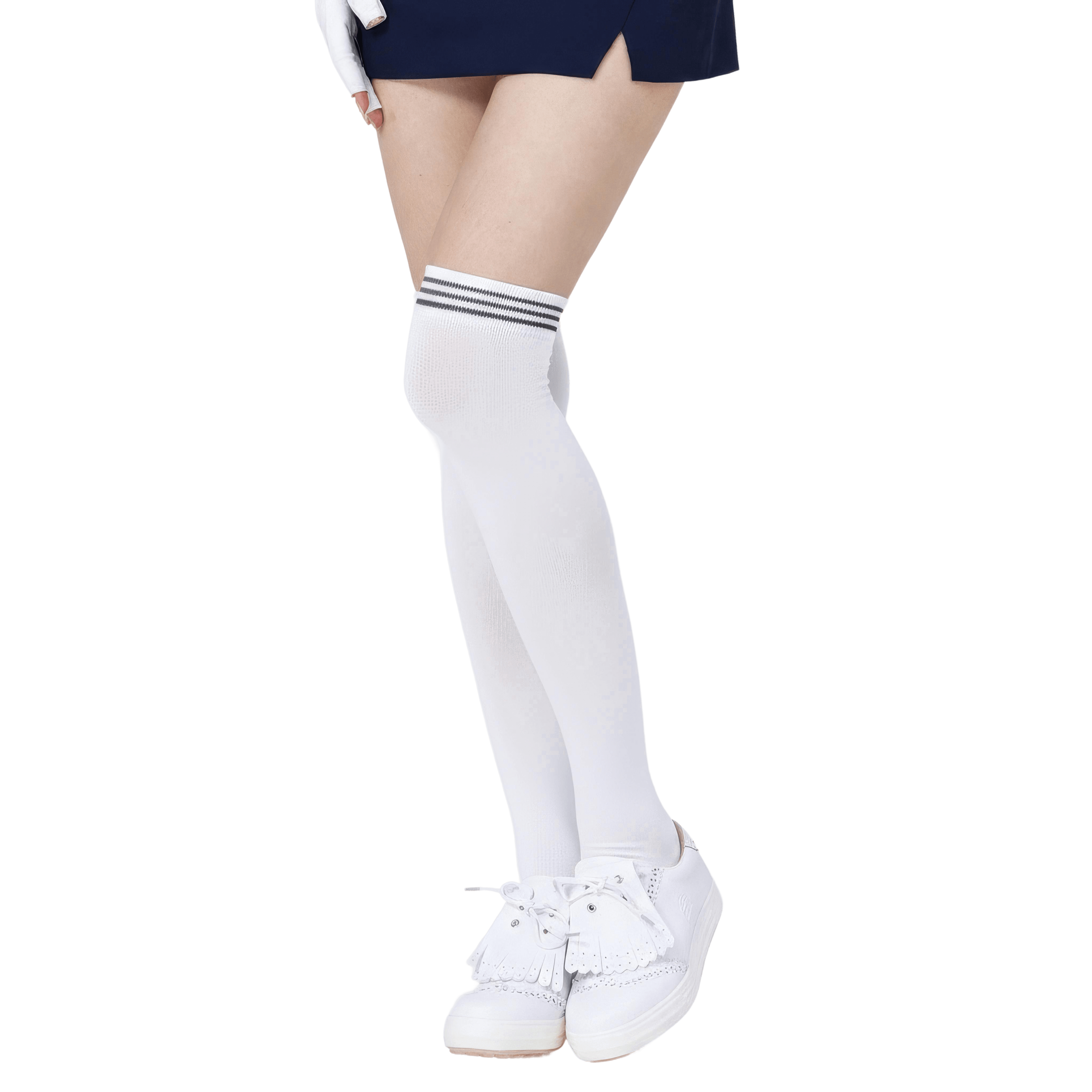 GoPlayer女膝上長筒襪(竹炭白黑)