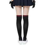 GoPlayer女膝上長筒襪(竹炭黑紅)