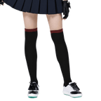 GoPlayer女膝上長筒襪(竹炭黑紅)