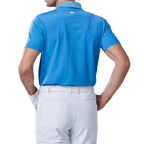 GoPlayer Men's Elastic Quick Dry Short Sleeve Top (Striped Collar Blue)