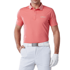 GoPlayer Men's Elastic Quick Dry Short Sleeve Top (Striped Collar Orange)