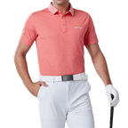 GoPlayer Men's Elastic Quick Dry Short Sleeve Top (Striped Collar Orange)