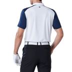 GoPlayer Men's Elastic Quick Dry Short Sleeve Top (White Body Blue Sleeves)