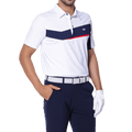GoPlayer Men's Elastic Quick Dry Short Sleeve Top (White, Black and Red)