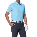GoPlayer Men's Elastic Quick Dry Short Sleeve Top (Ice Blue Shoulder Net)
