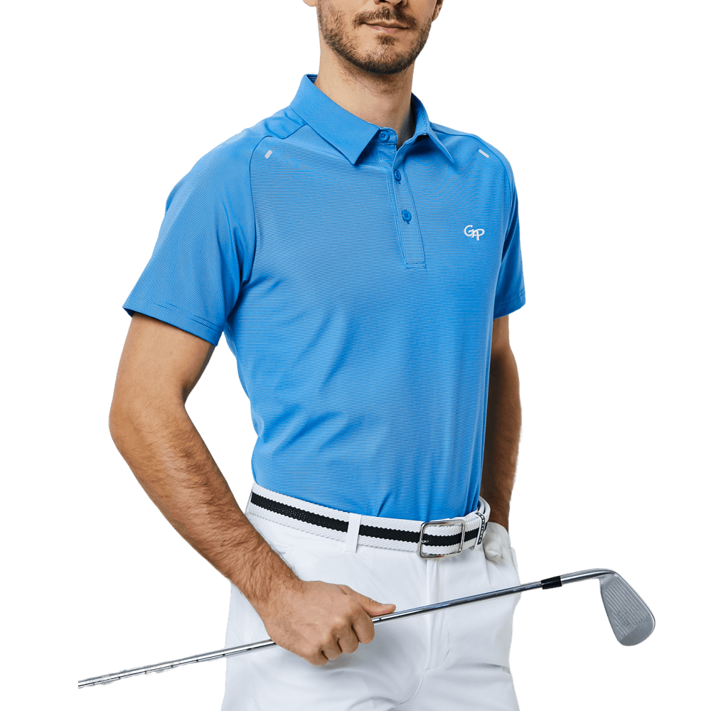 GoPlayer Men's Lightweight Super Elastic Short Sleeve Top (Color Blue)