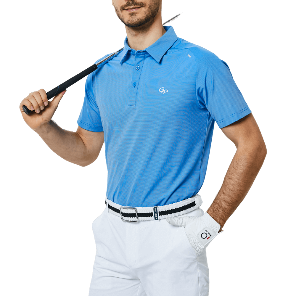 GoPlayer Men's Lightweight Super Elastic Short Sleeve Top (Color Blue)