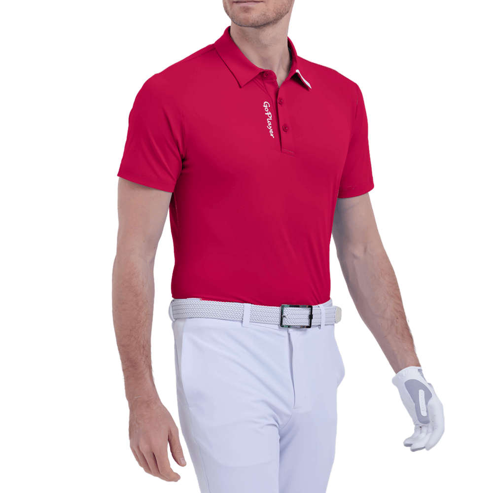 GoPlayer男彈性透氣短袖上衣(紅)