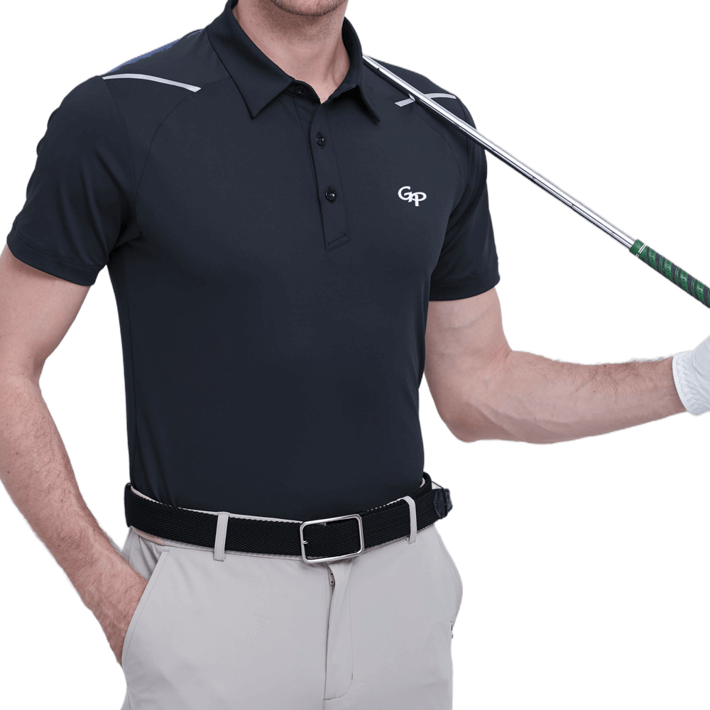 GoPlayer男彈性透氣短袖上衣(黑)