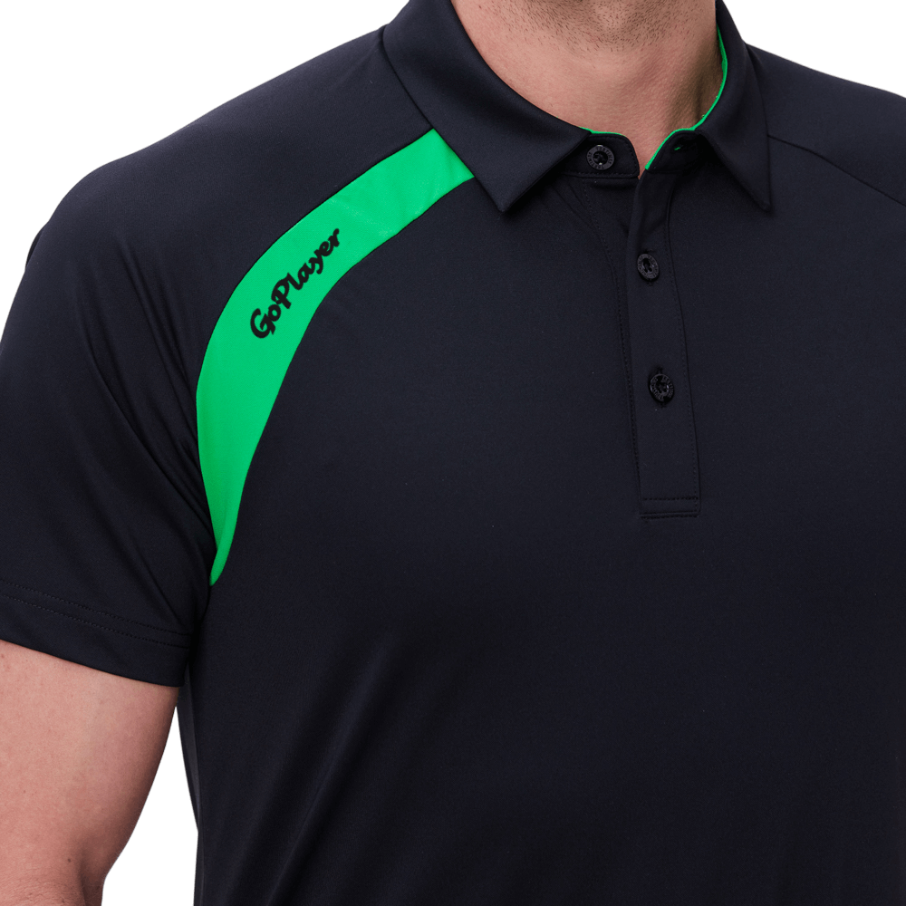 GoPlayer男高爾夫撞色短袖(黑)
