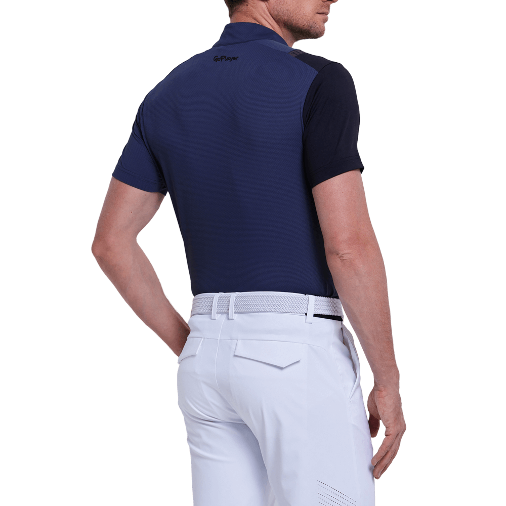 GoPlayer男立領高爾夫短袖(藏青)