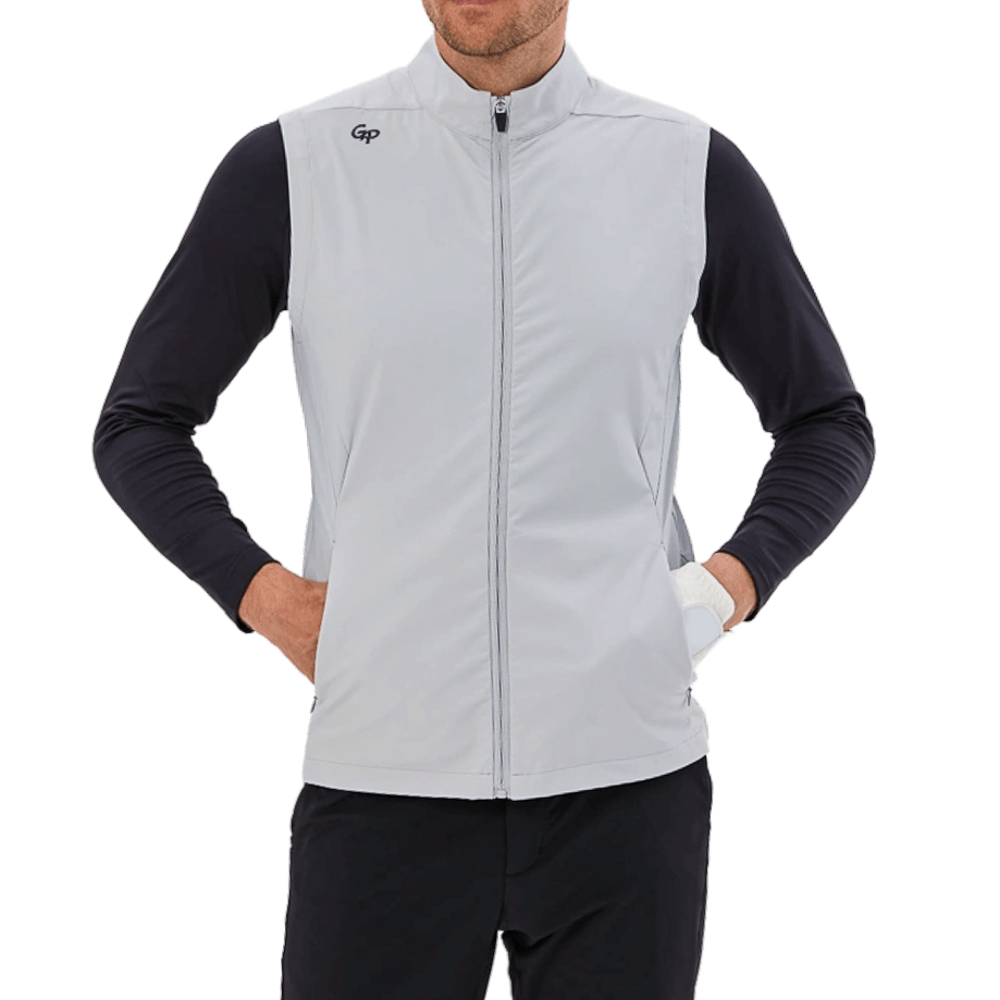 GoPlayer男高爾夫防潑水運動背心(淺灰)