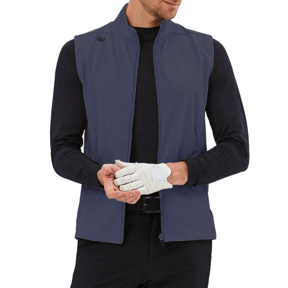 GoPlayer男高爾夫防潑水運動背心(深藍)
