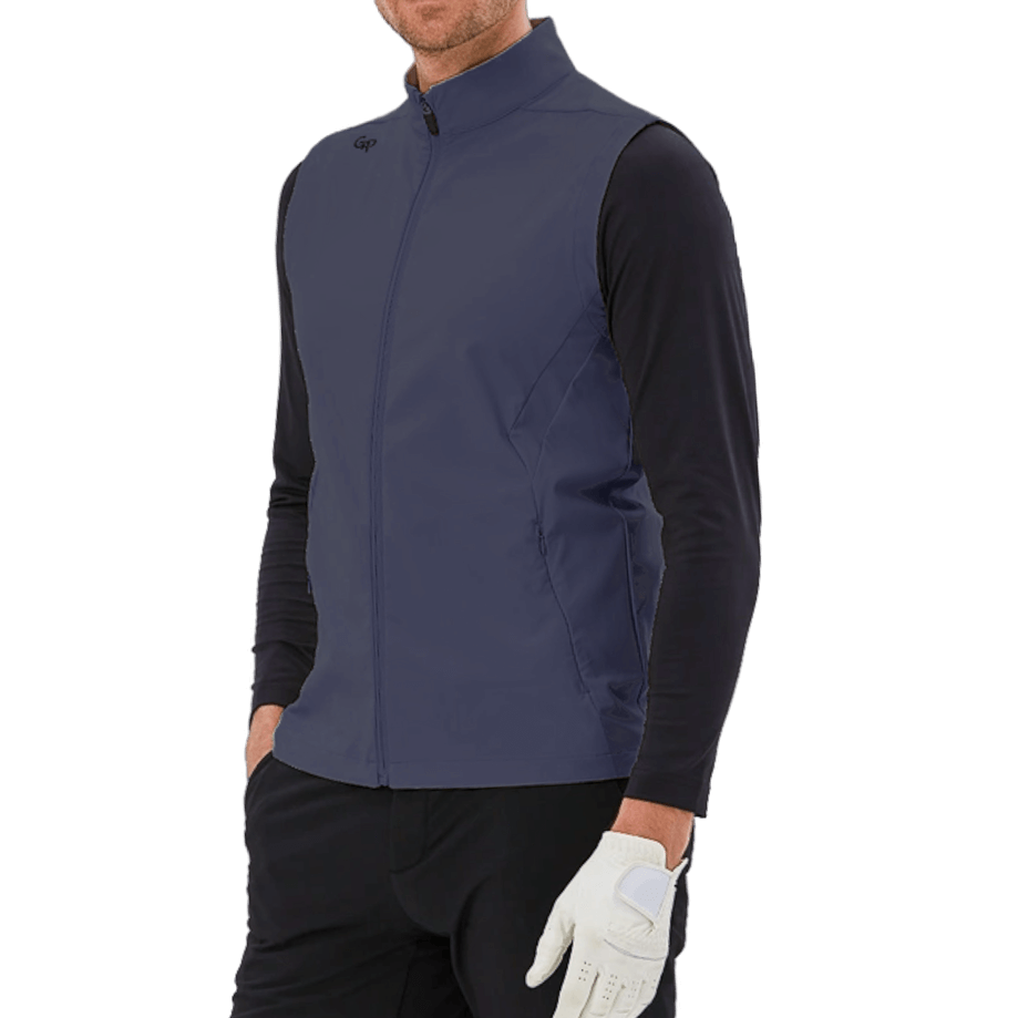 GoPlayer男高爾夫防潑水運動背心(深藍)