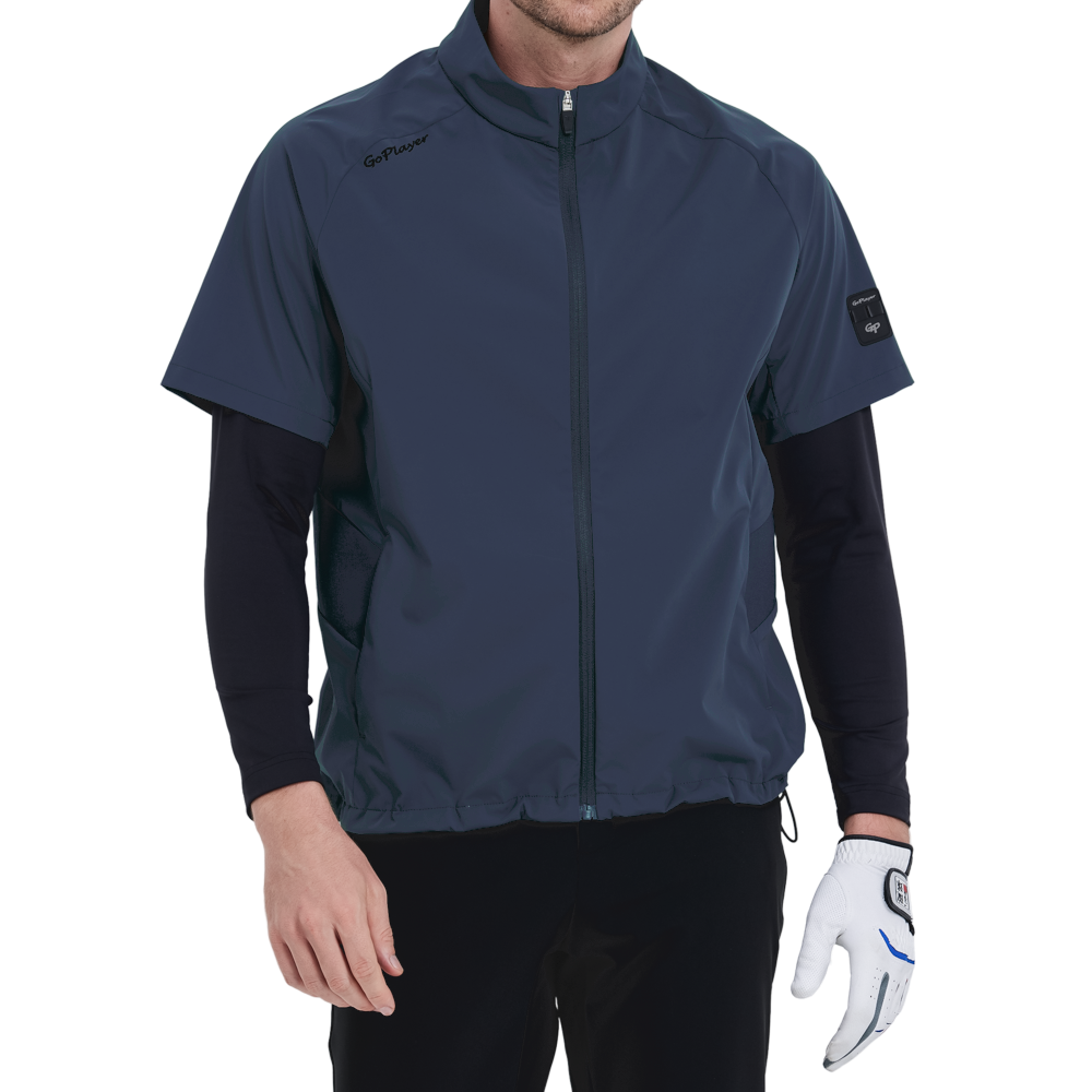 GoPlayer男高爾夫短袖運動背心(深藍)