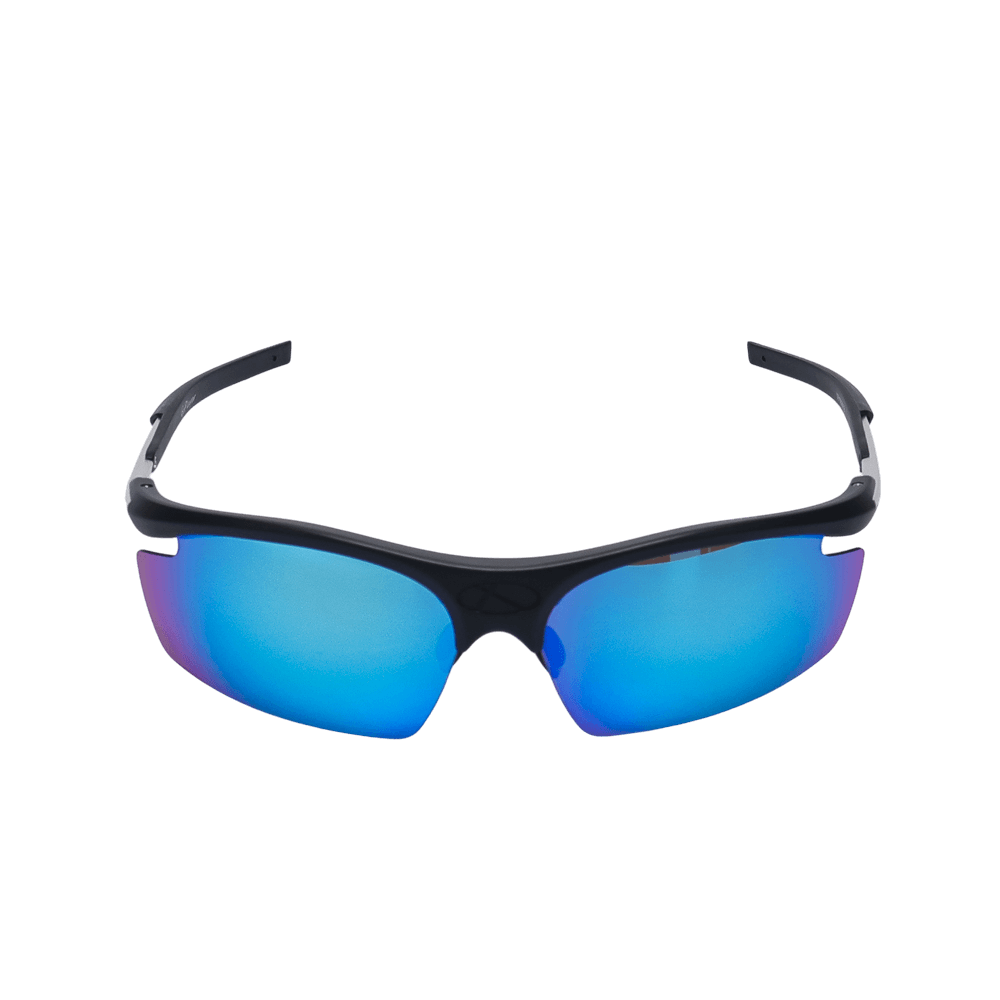 GoPlayer輕量太陽眼鏡(砂黑框鍍白藍片)