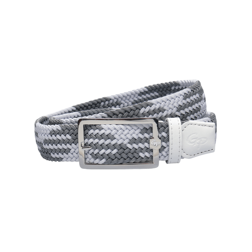 GoPlayer男高爾夫鬆緊皮帶(白灰)