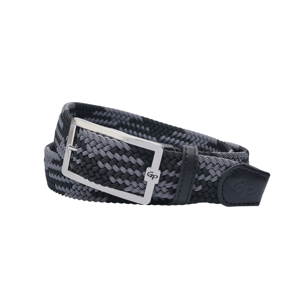 GoPlayer男高爾夫鬆緊皮帶(黑灰)