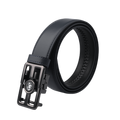 GoPlayer自動滑扣牛皮皮帶(黑)