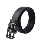 GoPlayer自動滑扣牛皮皮帶(黑)