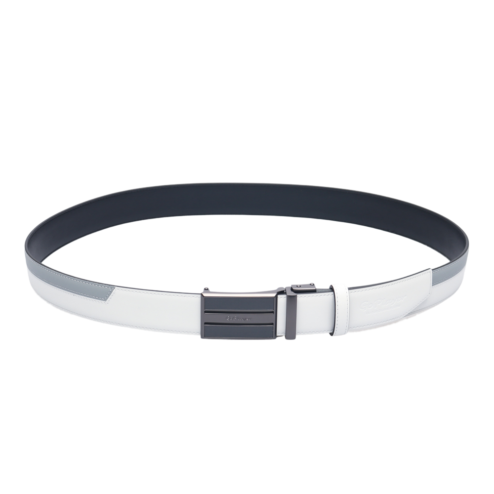 GoPlayer雙色滑扣牛皮皮帶(白)