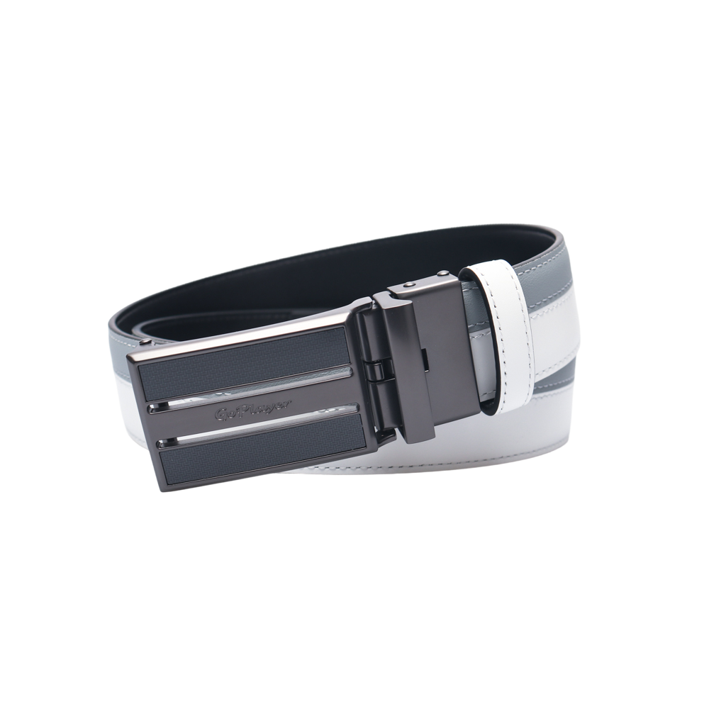 GoPlayer雙色滑扣牛皮皮帶(白)