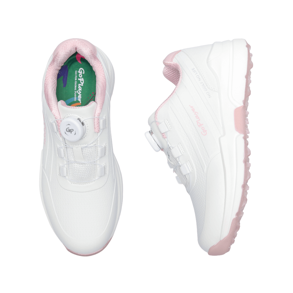 GoPlayer EliteLinks 高爾夫旋鈕女鞋(白粉)