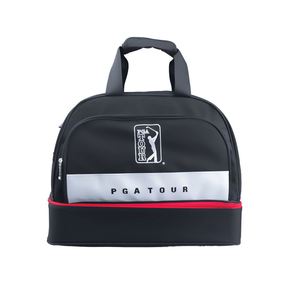 PGA TOUR精緻布雙層衣物袋(黑配白紅)